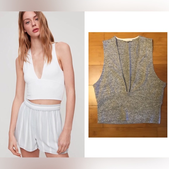 NWOT Aritzia Wilfred Free Valeria Top
Cropped Deep-V Tank Heather Black/Grey - Picture 1 of 11